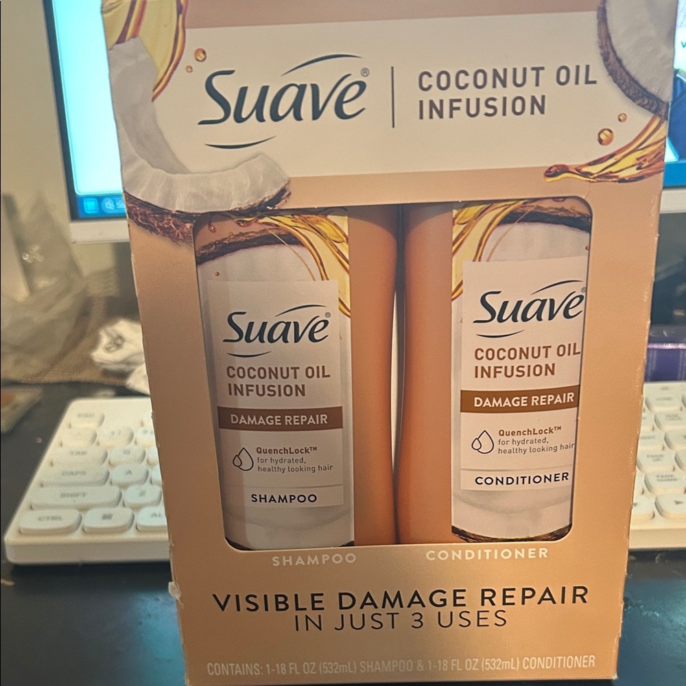 Suave Coconut Oil Infusion Damage Repair Shampoo & Conditioner - White